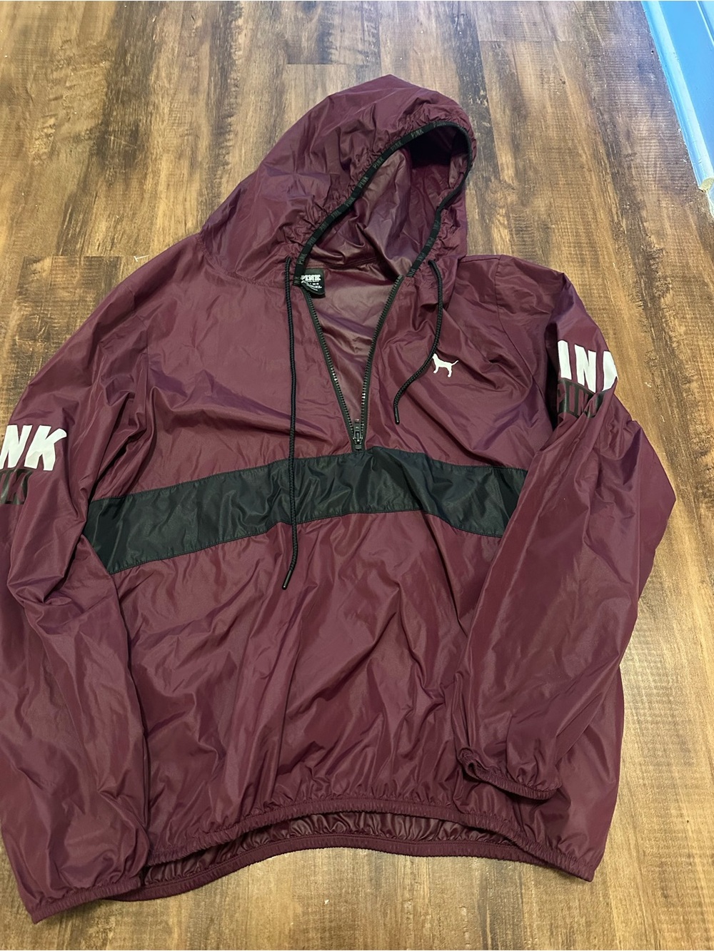 PINK Victoria's Secret by Victoria's Secret Maroon Hooded Windbreaker